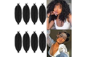 LPARMJIT Springy Afro Twist Capelli da 16 pollici, 8 confezioni pre-separate, Kinky Marley Twist intrecciate, per capelli morbidi a farfalla, pre-fluffed Afro Twist (16 pollici (confezione da 8), 1b)