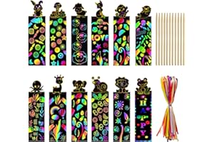 Suloli Scratch Art for Kids, 48pc Bookmarks for Children - Classroom Gifts, Party Bags Filler