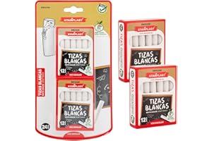 Starplast PACK 24 TIZAS BLANCAS Tizas para pizarra negra, manualidades, escuela y dibujo - PACK 24 BLANCAS