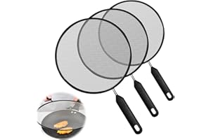 TOATELU 3 piezas de protección contra salpicaduras de acero inoxidable: colador antisalpicaduras con asa, tapa de prueba para sartenes, 21 cm, 25 cm, 29 cm de diámetro, tapa de prueba de aceite para