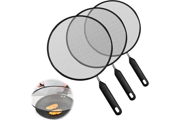 TOATELU 3-delad stänkskydd rostfritt stål: Stänkskyddssil med handtag, proofing lock för stekpannor, 21 cm 25 cm diameter, stekpanna olja proofing lock för kastruller grytor Skillets