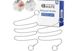 ‎YOUR DAY MATE Łańcuch z korkiem, 2 sztuki, łańcuch kulkowy 30 i 60 cm, z pierścieniami rozłupującymi 14 mm, stal nierdzewna SS304, nierdzewny, korek kulkowy, korek do zlewozmywaka, wymienny łańcuszek z