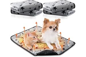 Namalu 4 Pack Self Warming Cat Bed Self Heating Cat Mat Star Pattern Soft Dog Crate Pad Thermal Pet Mat Anti Slip Kennel Washable Dog Warming Bed for Outdoor Indoor(24 x 35 Inch,Rectangle)
