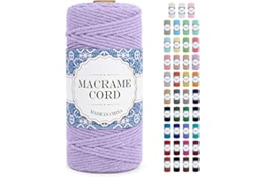 Uiopa Corde Macramé 3mm x 100m Ficelle Macramé Naturel Cordon Coton Fil Macramé 3mm Cordelette pour Suspension Murale Tressée de Plante Rideau Bricolage Décoration Intérieure Boho (Violet)