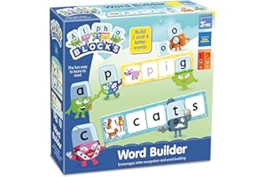 ALPHABLOCKS Word Builder Learning Game - Educational Toddler Games for Letter Recognition & Phonics - 20 Double-Sided Cards, 31 Letters, 4 Ways to Play - Word Games for Ages 3+