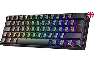 GK61 Mechanical Gaming Keyboard - 62 keys Multi Color RGB Illuminated LED Backlit Wired Programmable for PC/Mac Gamer - ISO UK Layout (Gateron Optical Yellow, Black)