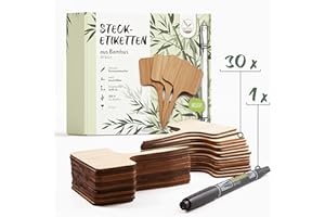 HAPPY SEED 30x Marcatori per piante in bambù per l'etichettatura con marcatore - etichette orto ecologiche per vasi di semi, piantine e talee