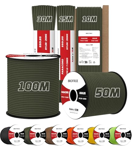 Paracorde Tiardey 4 Mm, 31 M, 7 Brins - Nylon Résistant 250 Kg, Pour Camping, Survie, Bricolage, Bracelets, Laisses Chien