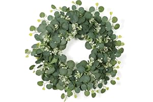 ‎SOMYTING SOMYTING Künstliche Eukalyptus Kranz 50cm Grün Türkranz Wandkranz Plastik Kranz Easter Deko künstliche Pflanzengirlande Wandbehang Zubehör Sommer-Kränze für Haustür Fenster Heimdekoration