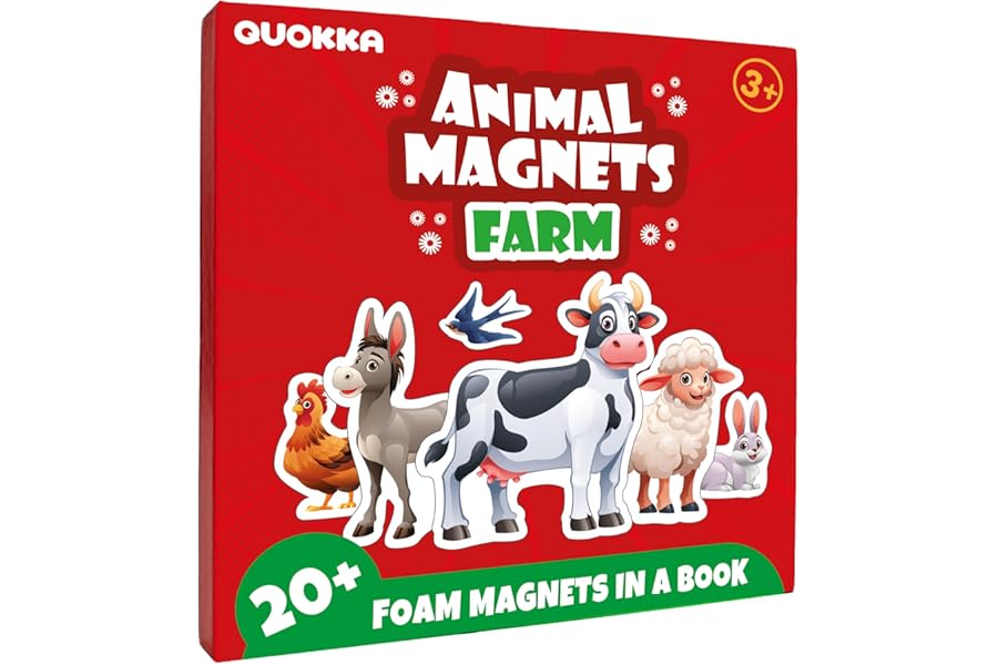 QUOKKA Magnetic Puzzles for 2 3 Year Olds - Travel Toys for Toddlers on Plane Car Ride - 20 Pcs Farm Toy Game with Extra-Long Play Book - Fun Travel Game for Kids - Gift for Boys and Girls Ages 3 4 5