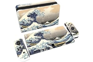 ‎PLAYVITAL PlayVital Skin Sticker für Nintendo Switch OLED Modell,Aufkleber Sticker Decal Folie Abziehbild Faceplates Klebefolie für Switch OLED Konsole&Joy Con&Dock&Grip(Welle)