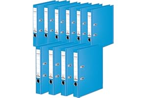 Falken - Confezione da 10 raccoglitori ad anelli con rivestimento in plastica per esterni e interni, larghezza 5 cm, DIN A4, colore pastello azzurro
