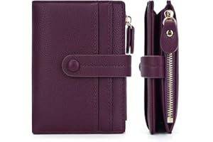 HKCLUF Portafoglio Donna Pelle Piccolo Blocco RFID Portamonete Cerniera Porta Carte di Credito Tanti Scomparti(A05-Vino viola)