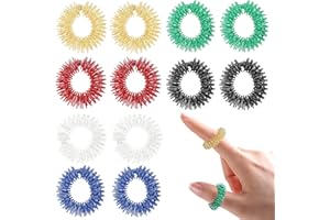 Hurifeng 12pc Akupressur Ring Set； Massageringe Set für Finger Akupressurring； Anti Stress Ring zur Stressreduzierung und Förderung der Durchblutung