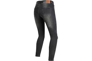 BROGER California Lady dżinsy motocyklowe damskie, podszewka z włókien aramidowych, ochraniacze na kolana, biodra, kość ogonową, elementy odblaskowe, krój slim fit, Washed Grey, 32W / 30L