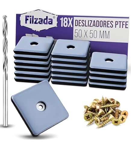 Deslizadores Teflón Para Muebles - 4 Piezas Redondas 50mm, Con Tornillos, Protegen Suelos