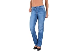 ESRA Jean Femme Jeans Droit Pantalon en Jeans Taille Normale Straight Fit Jean de Grandes Tailles G100
