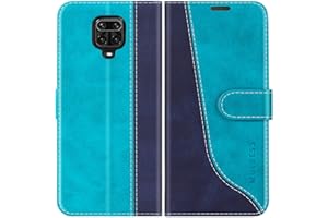 Mulbess Funda Móvil para Xiaomi Redmi Note 9 Pro/Redmi Note 9S, Funda de Cuero PU, Función de Soporte, Funda Tapa, Concha Interna de TPU, Elegante Azul Mint