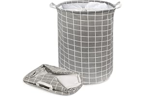 Ballery Cesto portabiancheria Grande, Portabiancheria di Grandi Dimensioni, Pieghevole Cesto Biancheria Rotonda Cotone Lavanderia Cesti, Interno Impermeabile