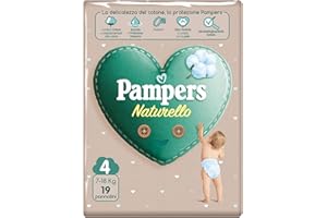 Pampers Acqua Pura, 19 Pannolini Contenenti Cotone e Materiali Naturali Derivanti dalle Piante, 0% Profumo, Taglia 4 (7-18 Kg)