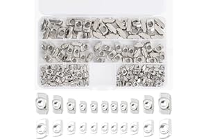 DesertBoy 170 Stück M4 M5 M6 M8 Hammermutter Nutensteine T Nut Muttern Hammerkopf Befestigungsmutter T Nutmuttern Sortiment Kit Nutsteine Set Kohlenstoffstahl T-Slot Nutmuttern T-Nutensteine
