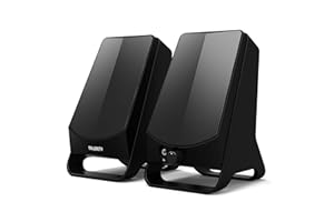 MAJORITY Compact Computer Speakers | Windows and Mac Ready | AUX Connectivity, Headphone Jack | 10 Watt Active Stereo Sound for Music, Gaming, & Movies Speakers for Computer DX10