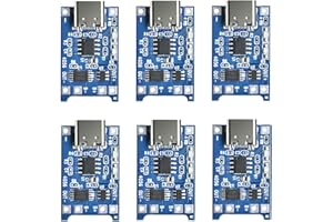 Aideepen 6pcs TC4056 Type-C USB-C Input Interface USB 5V 1A 18650 LiIon Lithium Charging Board Charger Module with Dual Protection Functions (en Anglais)