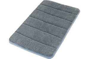 Gifoto Antypoślizgowy dywanik łazienkowy, nowoczesny, chłonny pluszowy dywanik pod prysznic, antypoślizgowy, zmywalny, odpowiedni do salonu, kuchni, łazienki (40 x 60 cm, szary)