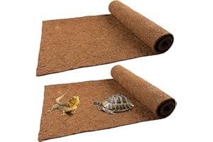 FENGAIM Reptile Carpet Coconut Fiber, 2 Rolls 80 * 40cm/31.5" x 15.8" Natural Reptile Carpet Terrarium Liner Bedding Reptile Substrate Mat Supplies for Bearded Dragon Leopard Gecko Iguana Lizard Snake Turtle