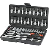 ValueMax Cr-V Socket Set, 46 Pieces, 1/4" | Ratchet Set with Sockets, Screwdriver Bits and Case for Repairs and Mechanical Wo