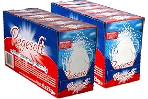 K+S Regesoft 1-6 24kg Geschirrspülsalz | 12 x 2kg Packung Spülmaschinensalz | Spezialsalz gegen Kalk Wasserflecken | Glänzendes Geschirr | Weiches Wasser
