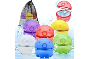 ALMAXI Reusable Water Balloons for Kids, Quick Fill Self Sealing Water Balloons with Mesh Bag, Summer Outdoor Toys for Kids, Silicone Water Bomb Balloons for Pool Beach Toys Garden Games-Octopuses 6PCS