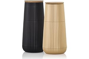 AdHoc MP153 Scape Pepper and Salt Mill Set, Relief Design, Black & Gold, with CeraCut® Ceramic Grinder, Infinitely Adjustable, Lightweight & User-Friendly, in Gift Box