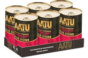 AATU 90/10 Wet Dog Food in a Tin - Angus Beef (6x400g) - Grain Free Recipe - No Artificial Ingredients - Good for Low Maintenance Feeding. (Packaging may vary).