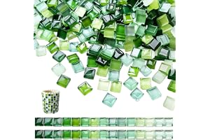 TenaLucy 1 100 Pris DIY Mosaik, 1 kg mosaik utomhusplattor, 1 x 1 cm färgglada stenar mosaikplattor barn, glas mosaikplattor för gör-det-själv hantverk (gradientgrön)