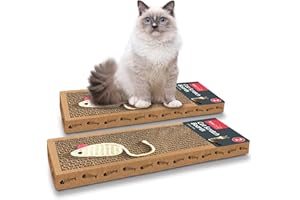 SOL 2pk Cat Scratching Board 37x12cm Cardboard Scratcher For Cats Reversible Board for Indoor Feline & Kitten, Aesthetic Long-Lasting, Protect Furniture, Provides Entertainment, Encourage Healthy Play
