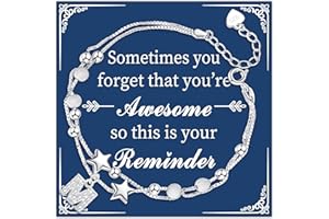 Astellea S925 Silver Layered Stars Bracelet with Initial Pendant, Adjustable Bead Bracelet Charm Letter Jewellery for Friends Sister Mum Daughter Women Girls Christmas Birthday