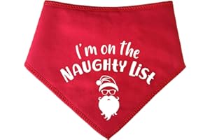 Spoilt Rotten Pets Red 'I'm On The Naughty List' Santa Design Dog Bandana For Dogs & Cats (S2 For Small Dogs Terrier, Westie & Cockerpoo)