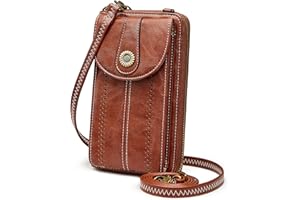 S-ZONE Mujer Bolso de Hombro para 6,5" Teléfono Celular PU Cuero Bloqueo RFID Estuche Celular Vintage con Monedero Cruzado con Ranuras para Tarjetas Correa de Hombro Ajustable Desmontable