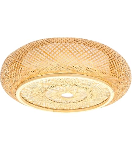 Lucande Elowen plafondlamp, 56 cm, rotan, bamboe