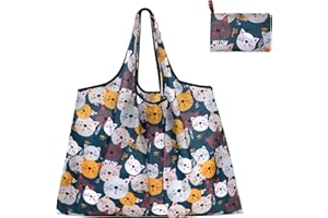 Heveer Sac à Provisions Pliable Sac de Courses Réutilisable 50x66cm Sac Shopping Léger Sachet à Main pour Achats