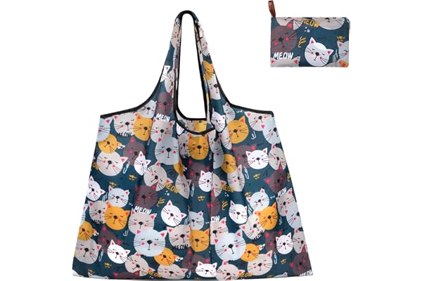 Heveer Sac à Provisions Pliable Sac de Courses Réutilisable 50x66cm Sac Shopping Léger Sachet à Main pour Achats