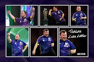 RJR PRINTS Luke ' The Nuke ' Littler - Darts Signed 12x8 Inch Montage Photo Print Pre Printed Signature Autograph Gift