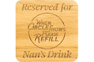 SHG AT HOME Reserved For Grandmas Drink Solid Oak Coaster. Gift for Nan. Great Birthday Present, Mothers Day Item for any occasion token. Great for New Grannys. 10cm x 10cm Drinks Mat (Nans Oak Veneer)
