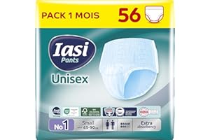 IASI Pants UNISEX haute protection, 56 culottes pour incontinence, absorption EXTRA, taille S, 56 unités