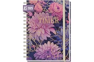 ‎HÄFFT Häfft® Lieblings-Timer Kalender 2025 A5 "Purple Bloom" Hardcover Terminplaner, Spiralkalender, Terminkalender, Wochenplaner, Planner - nachhaltig & klimafreundlich