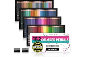 Feela 152 Colouring Pencils, Coloured Pencils Set with Pencil Sharpener Premium Soft Core for Adult Colouring Books Doodling Sketching