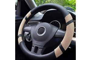 Lifetooler Steering Wheel Covers Ice Silk Microfiber Leather Universal 38cm(15") Breathable Anti Skid Steering Wheel Cover Car Interior Accessories for Auto Van Truck SUV (beige)