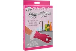 Diabolical Gifts DP0985 Pink and Pearly Glam Washing Up Gloves - One Size - Mothers Day Gifts for Mum, Womens Birthday Gifts, Pink Rubber Gloves, Novelty Cleaning Gifts
