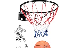Lions Basketball Hoop Wall Mounted Standard Full Size 45cm with Net and Fixtures Complete Set, Mini basketball Hoop Home and Garden indoor outdoor Game Play for Kids boys Adults